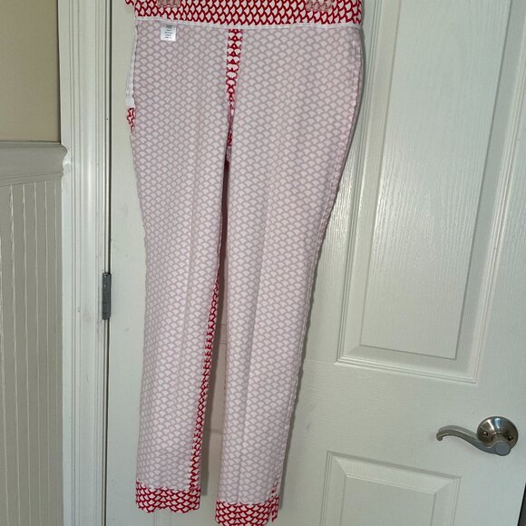 Talbots Womens Size 2 Chatham Straight Leg Side Zip Red/White Ankle Pants - Picture 7 of 11